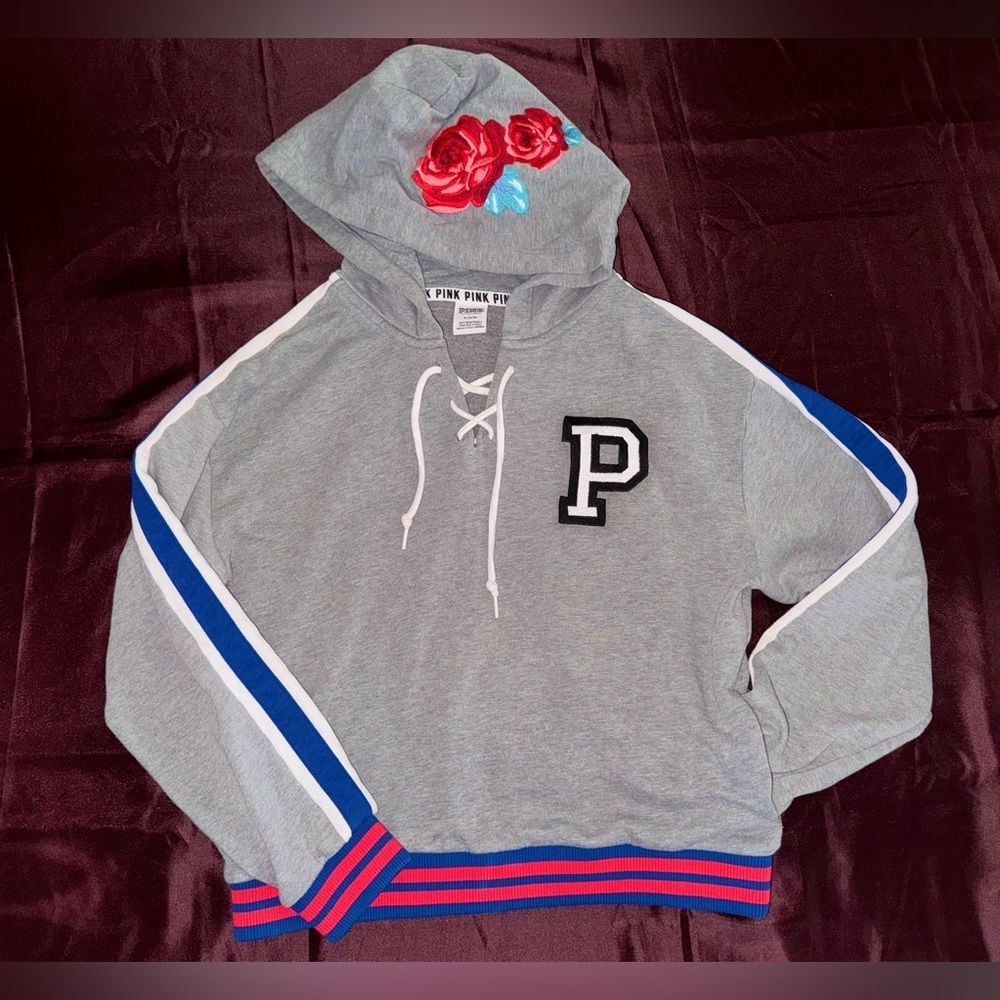 PINK Victorias Secret Floral Patched Pullover